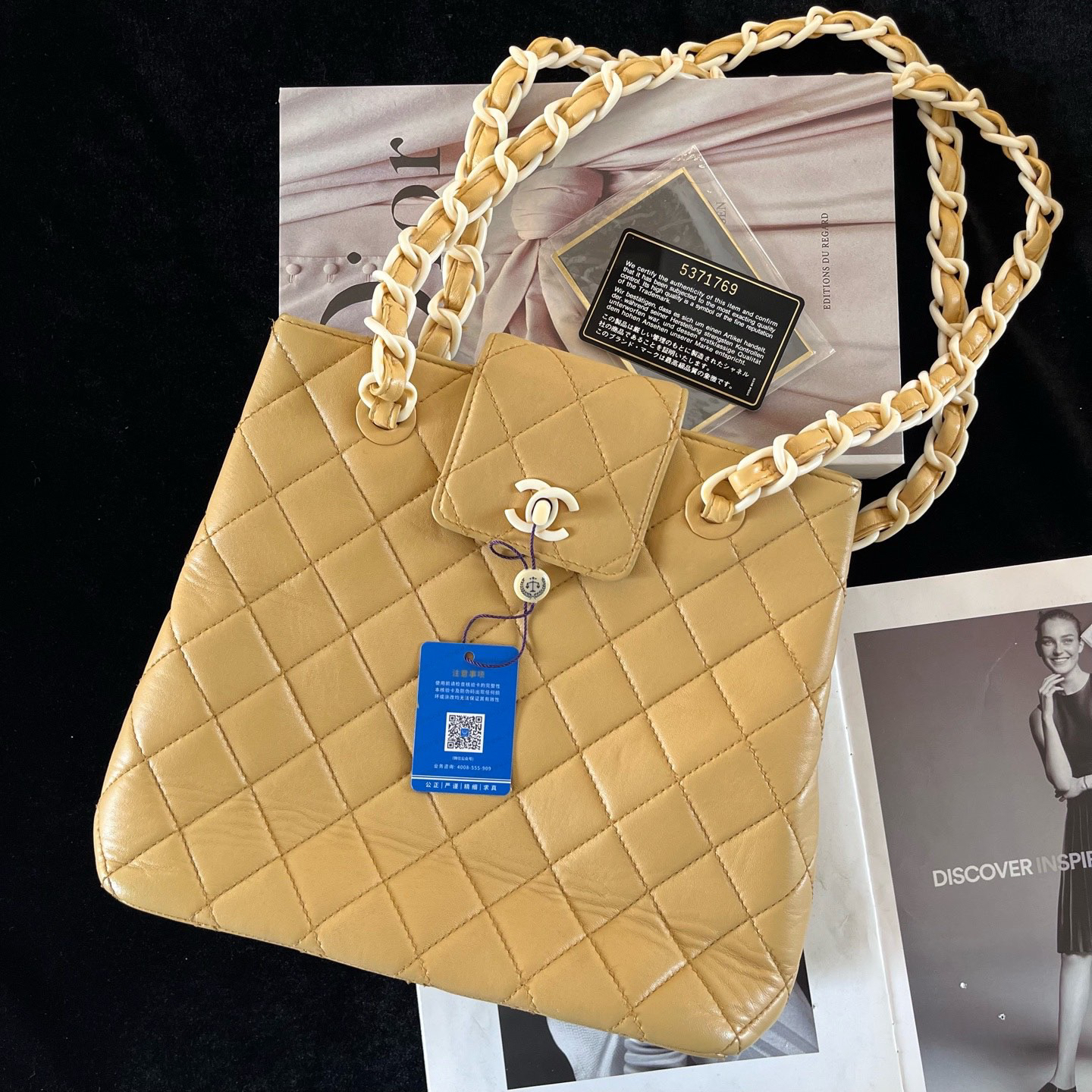 95新 Chanel/香奈儿 Chanel香奈儿奶茶玳瑁链条包