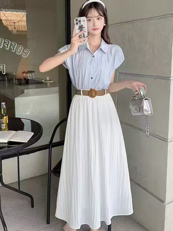 773【衣60裙85】气质衬衫半身裙女2025夏季新款显瘦减龄两件套潮