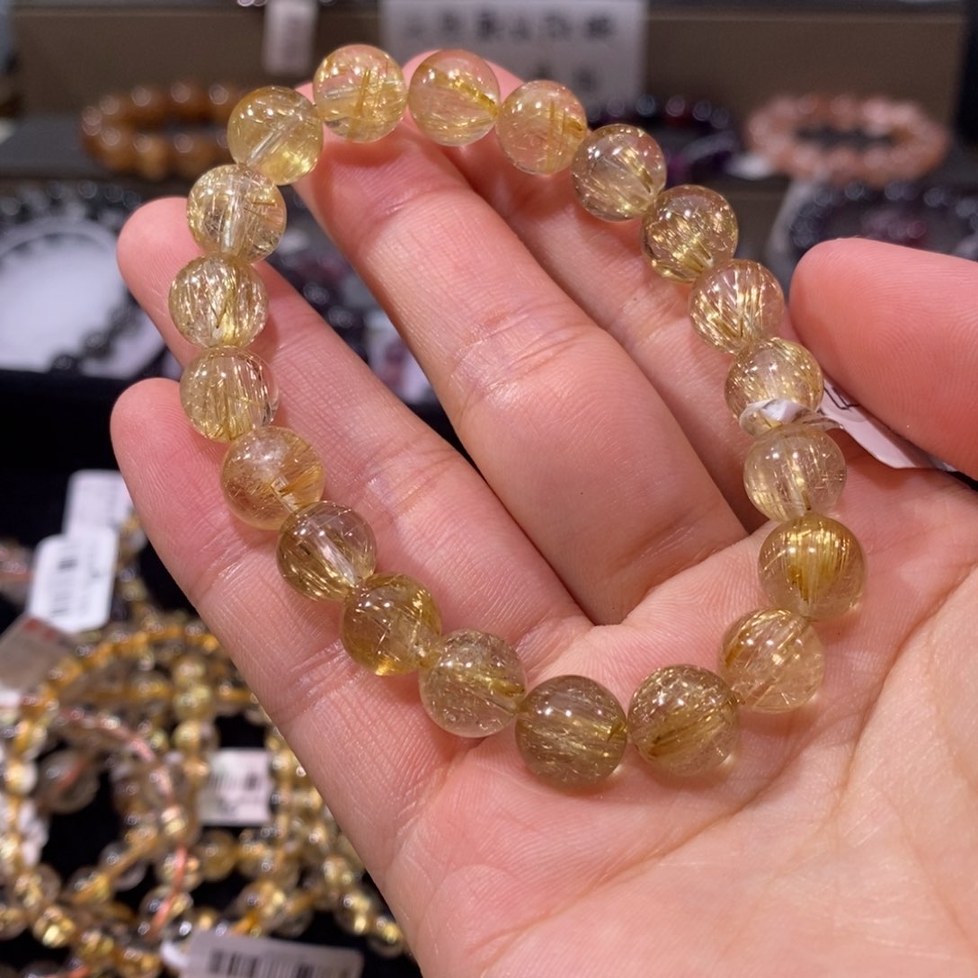 水晶手串未镶嵌金发晶9+