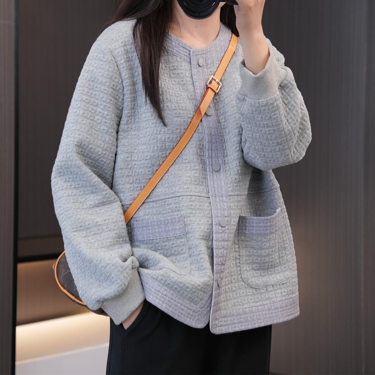 秋季小香风菱格休闲大码外套2025新款胖mm设计感韩系百搭夹克上衣