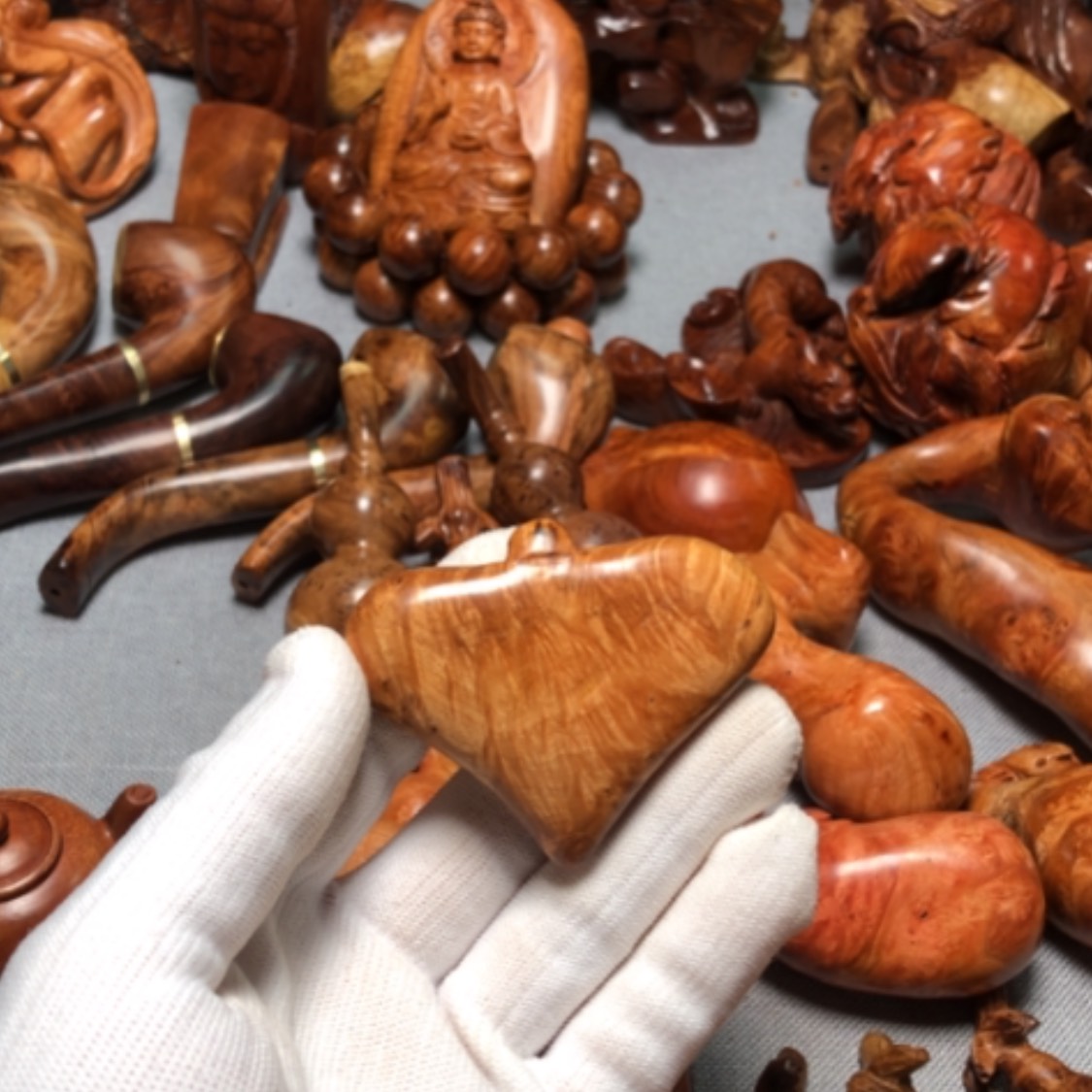 【闪购商品】木麻梨疙瘩火琉璃手把件