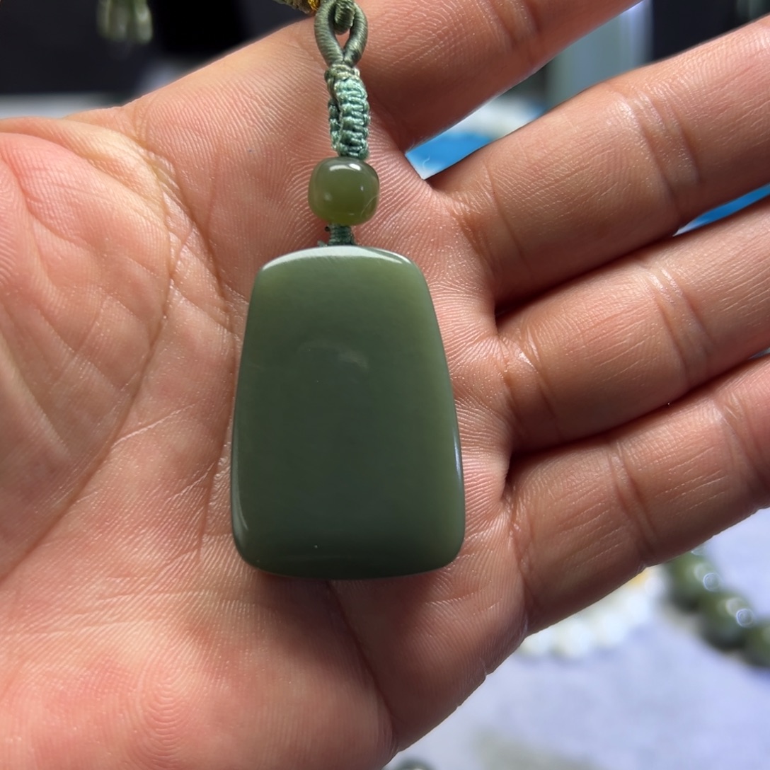 和田玉未镶嵌手链蓝调沙枣青无事牌