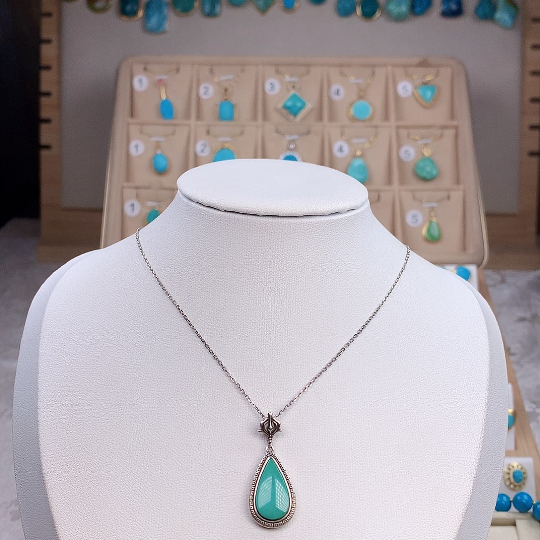 绿松石颈饰银S925镶嵌