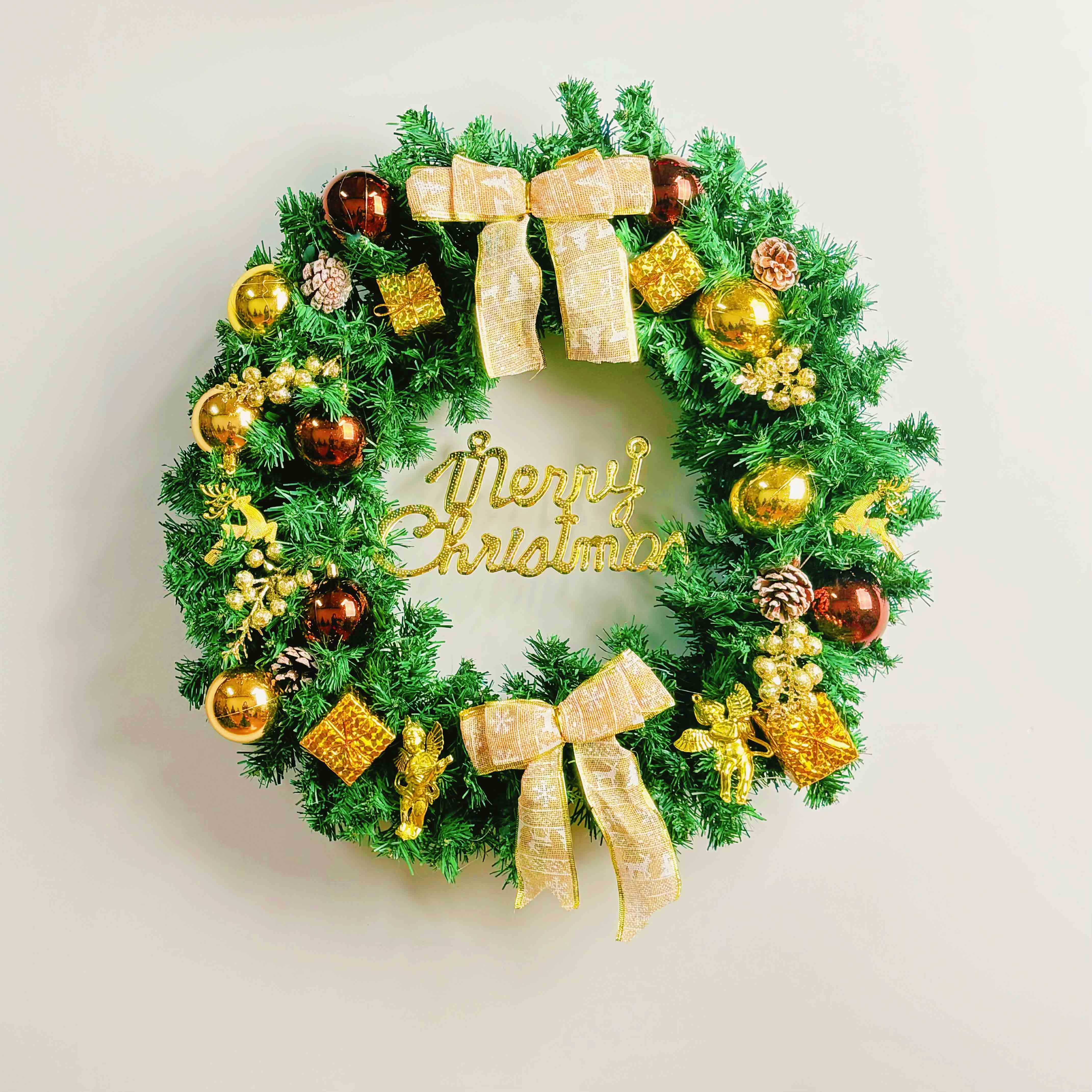 圣诞节花环门挂装饰品松果藤圈花环创意门挂藤条壁挂装饰礼物摆件