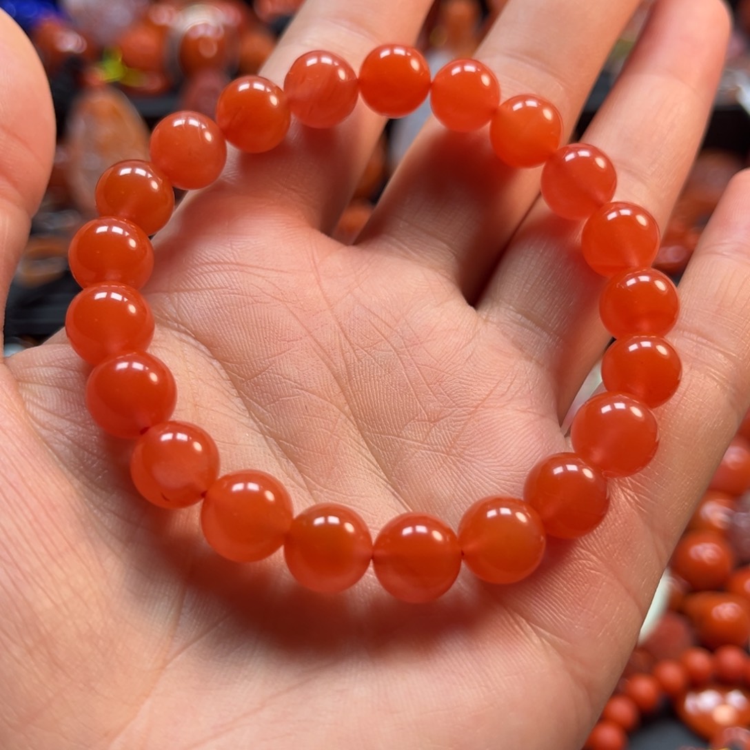 南红玛瑙手串9.5mm未镶嵌