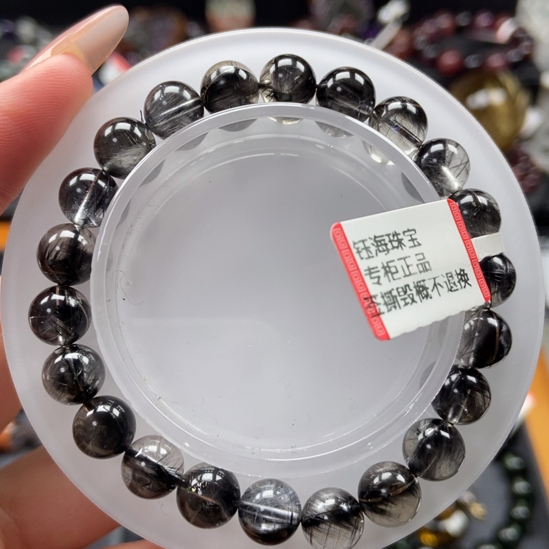 水晶黑银钛手串未镶嵌8.6mm