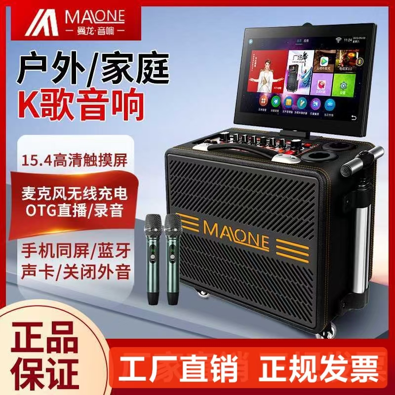 曼龙新款户外K歌广场舞家庭影院K拉OK音响带显示屏一体点歌机音箱