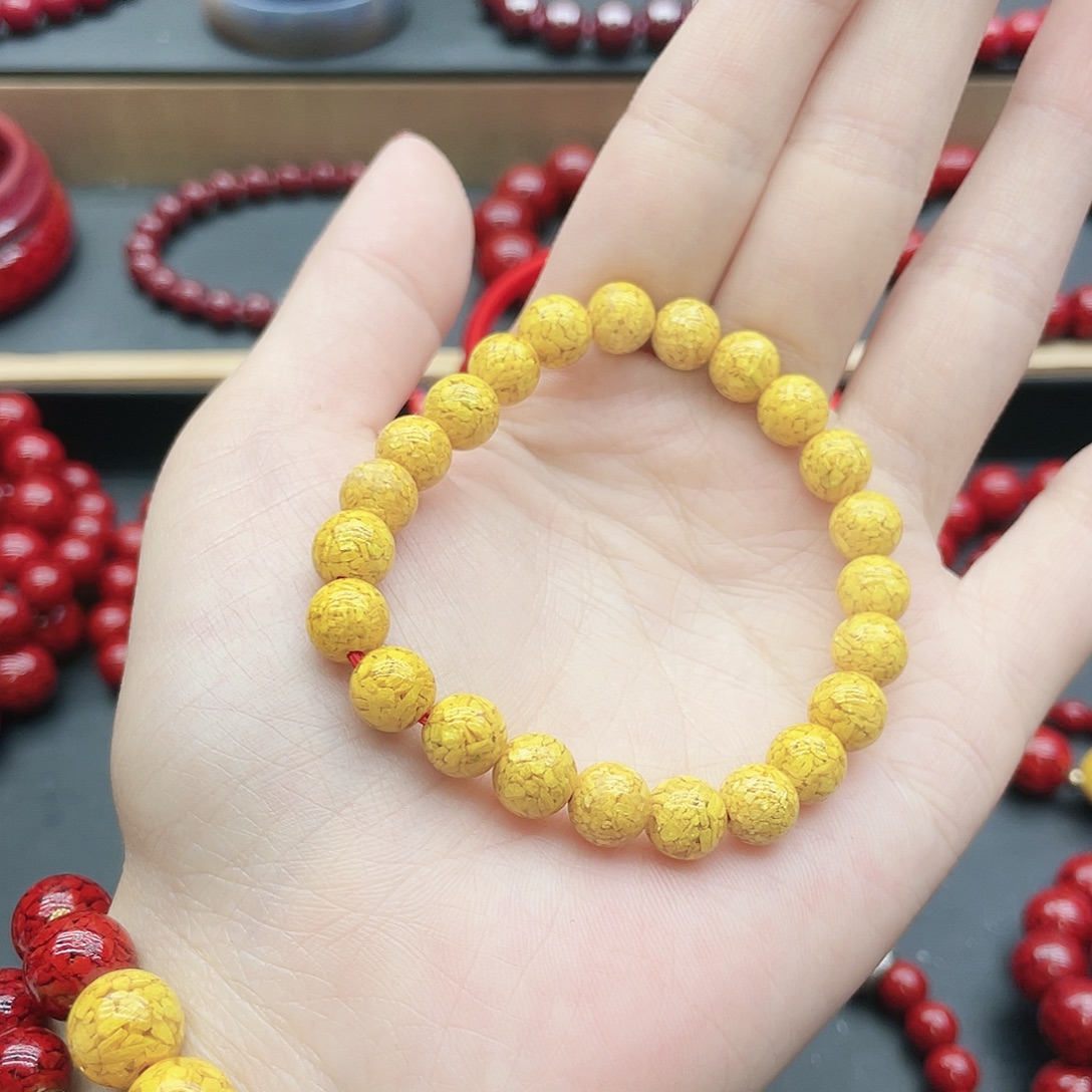 天然辰砂10mm雄黄素圈