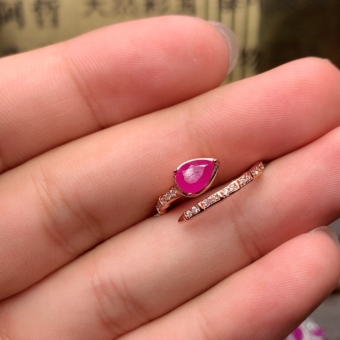 红宝石戒指银S925镶嵌