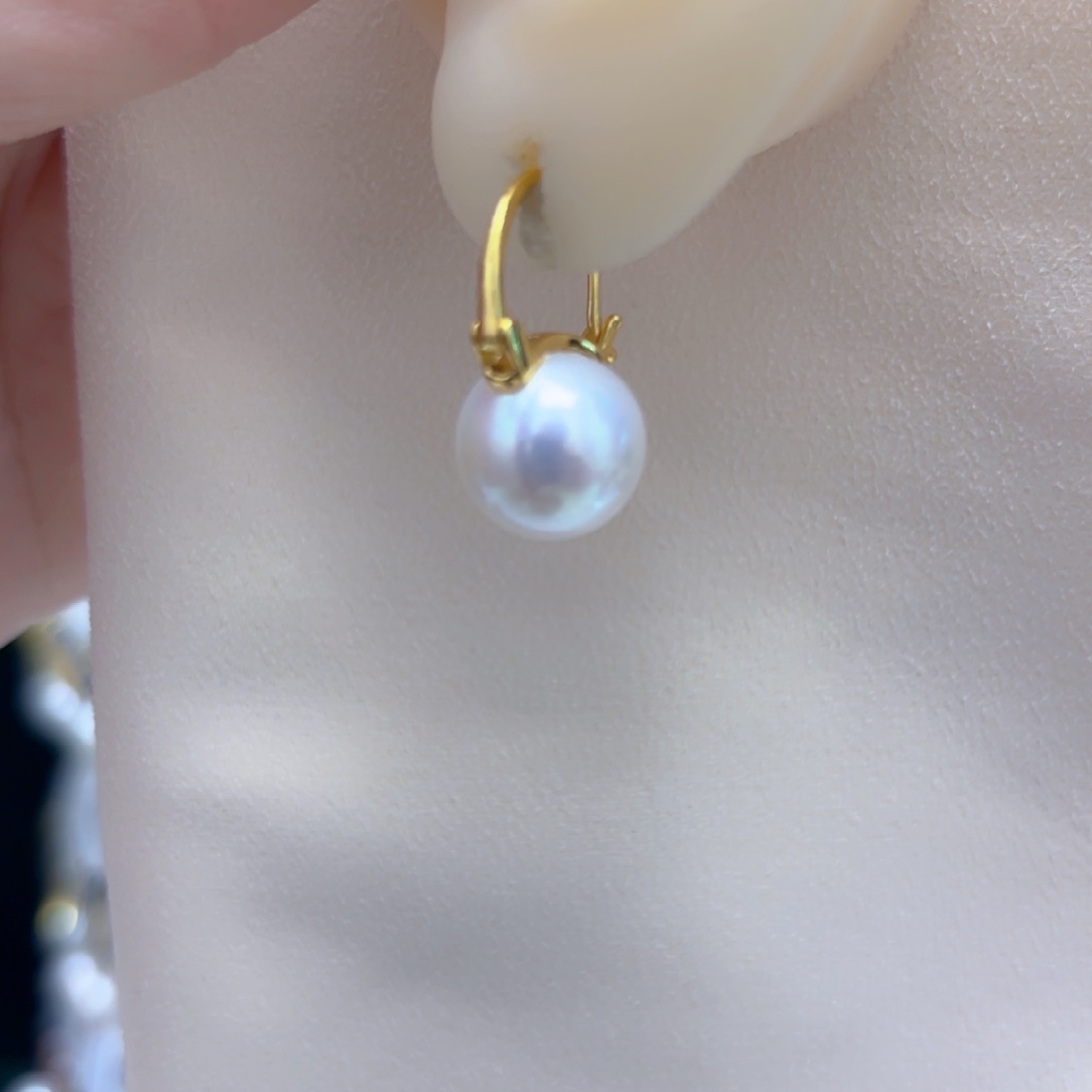 淡水珍珠耳饰银S925镶嵌