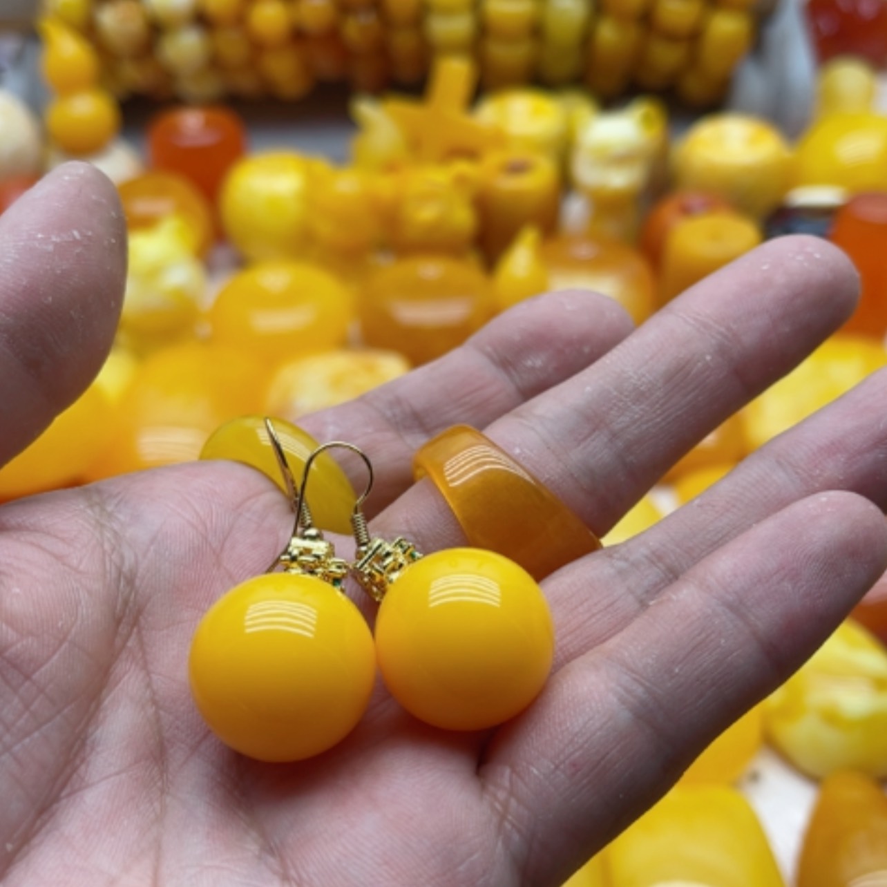 【闪购商品】琥珀项链未镶嵌姐****质蜜蜡耳坠