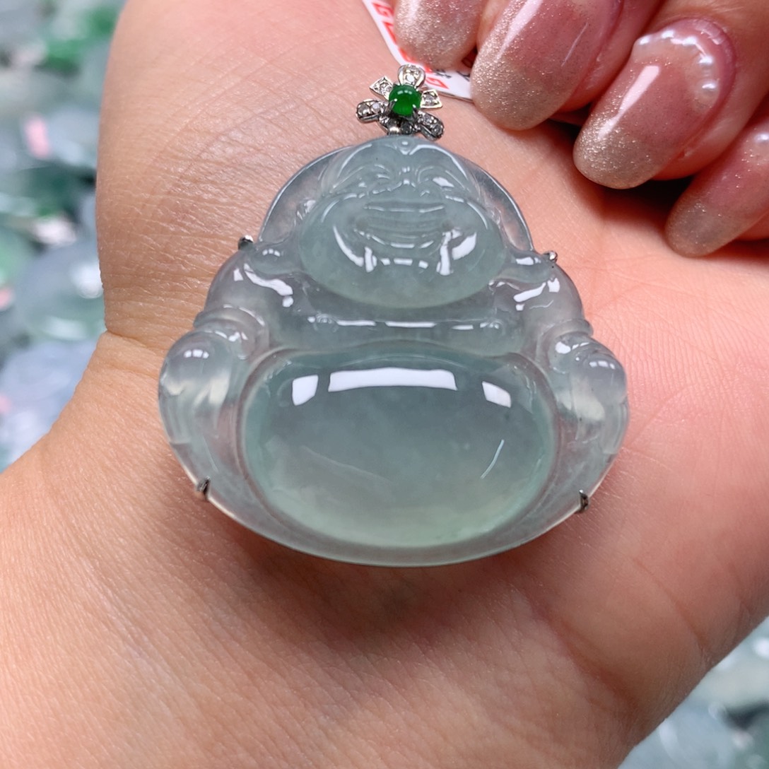 翡翠颈饰18K金镶嵌天然翡翠