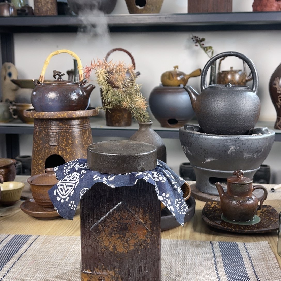 壶紫砂粗陶实用茶叶罐