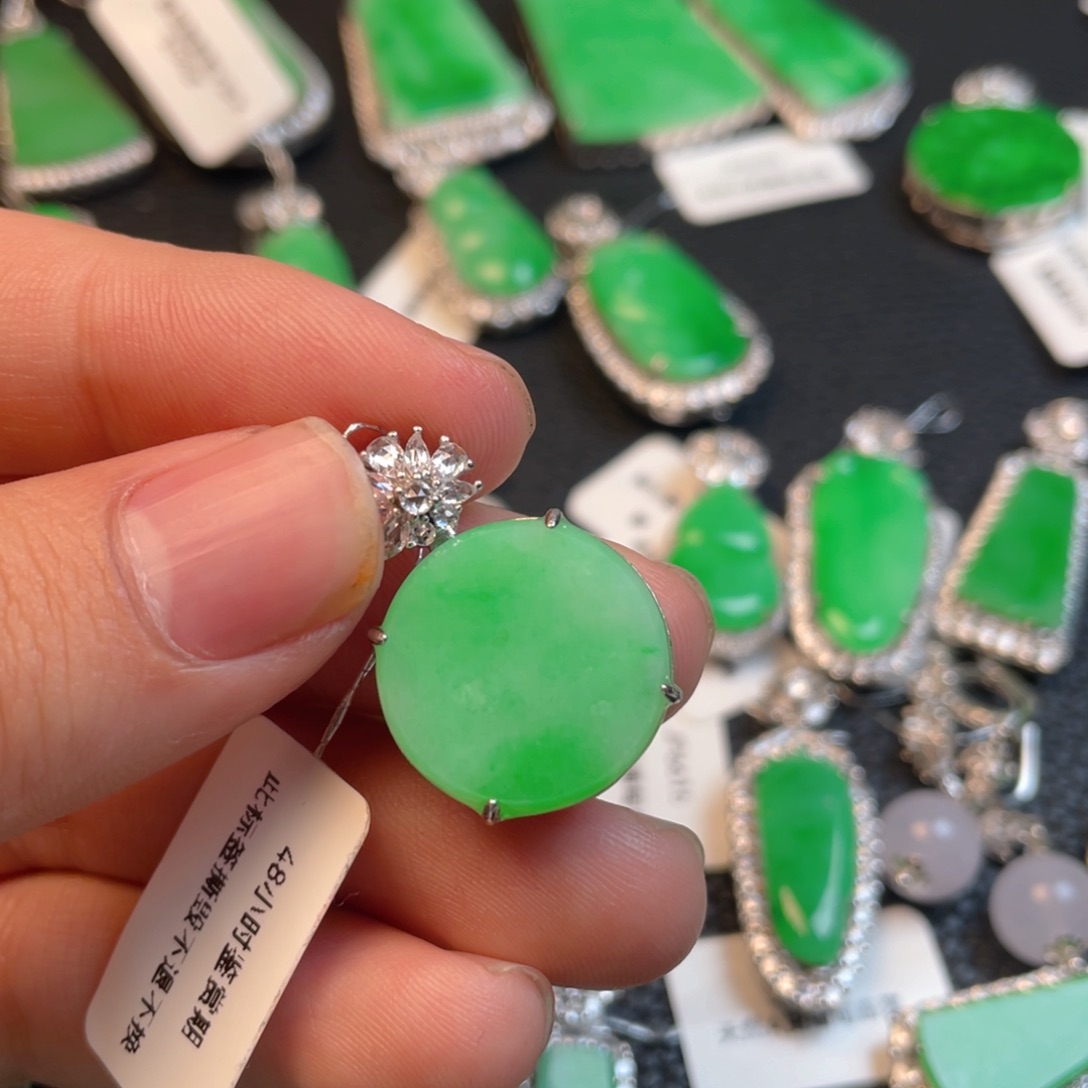 翡翠银S925镶嵌吊坠(不含链)