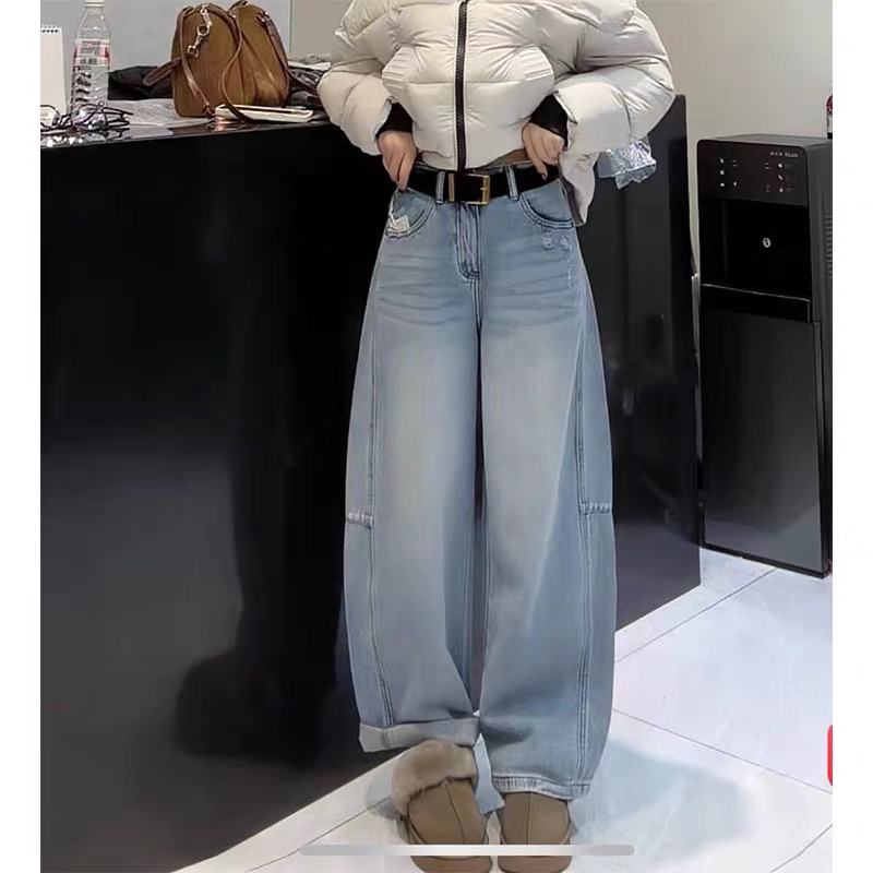 【云云精选】9115 秋冬一体磨毛弯刀裤