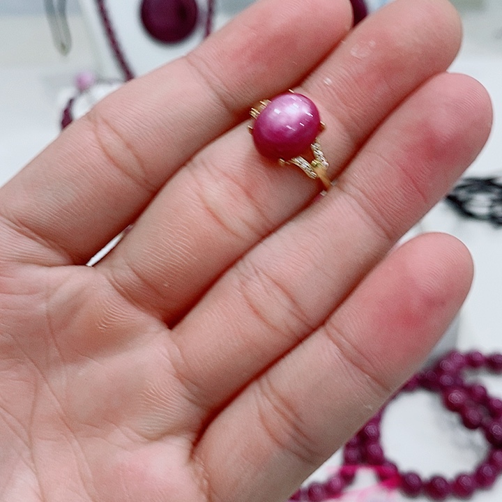 红宝石戒指银S925镶嵌