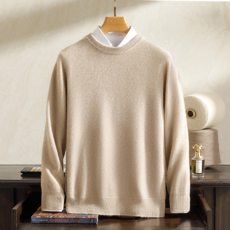 100纯山羊绒男士加厚圆领针织羊绒衫毛衣L490AK013