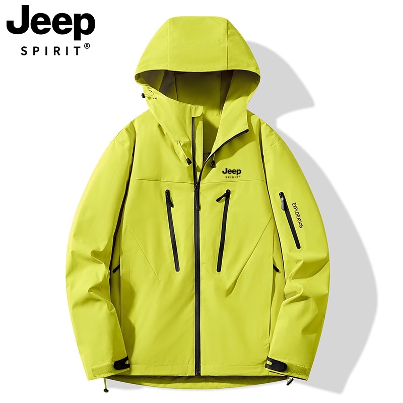 JEEP SPIRIT硬壳冲锋衣男女同款2025新款春秋季防风防水绿色外套