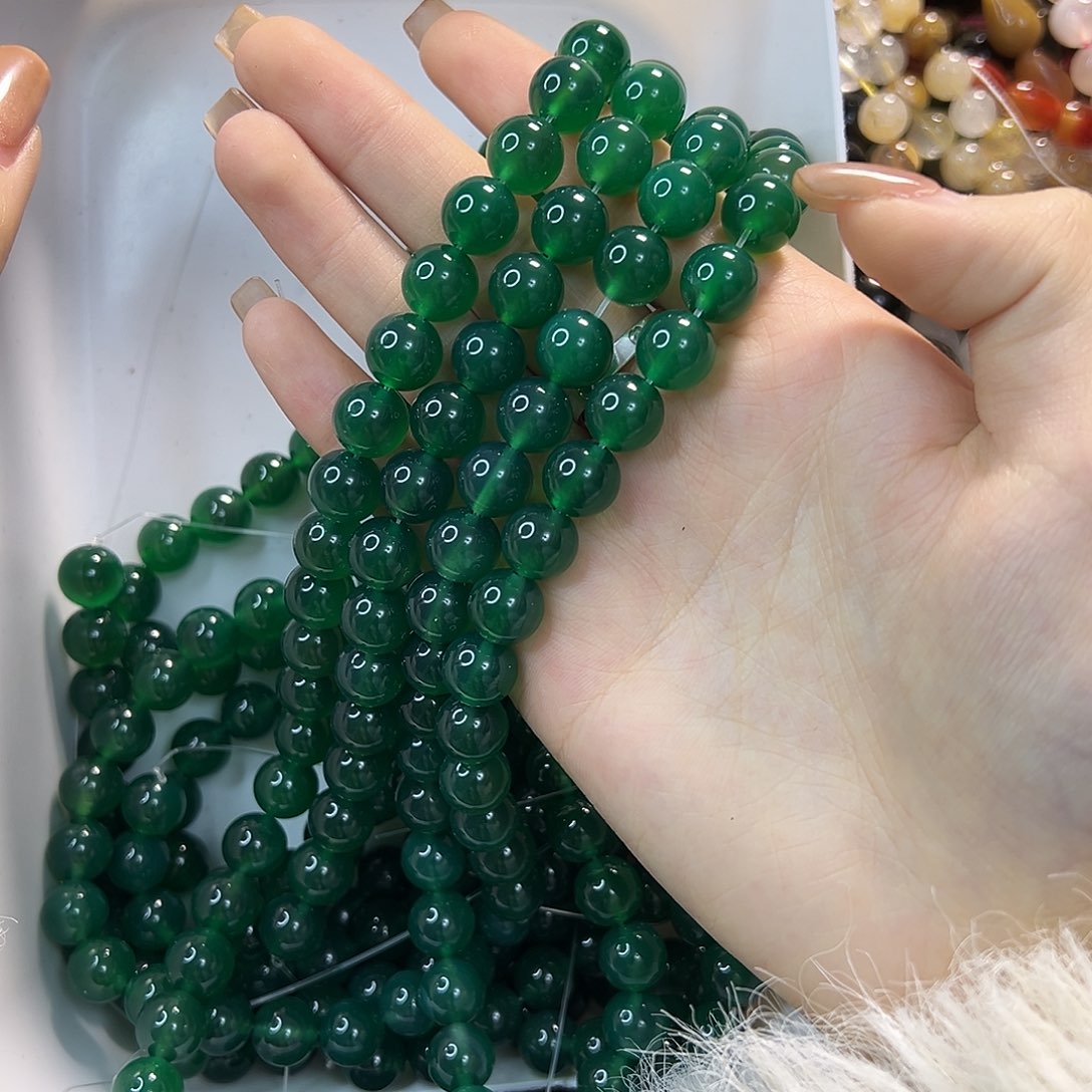 玛瑙/玉髓合金珠宝半成品菠菜绿玛瑙卡10一条