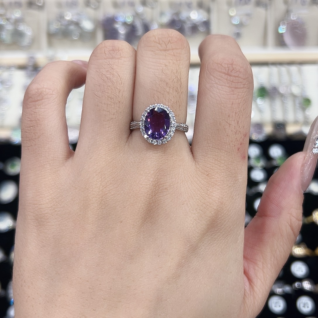 紫晶戒指银S925镶嵌