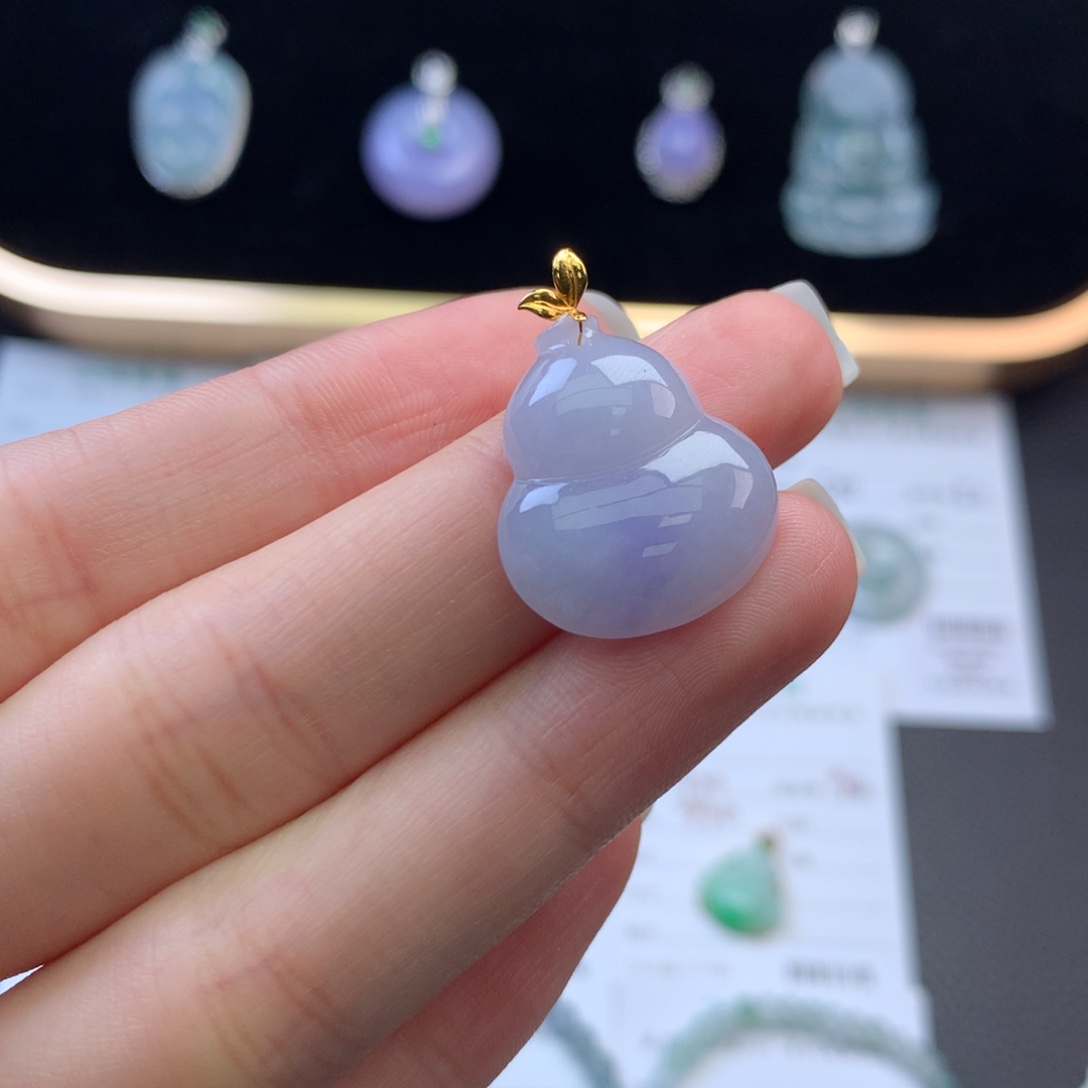 翡翠18K金镶嵌挂件48小时鉴赏期  退货不扣服务费