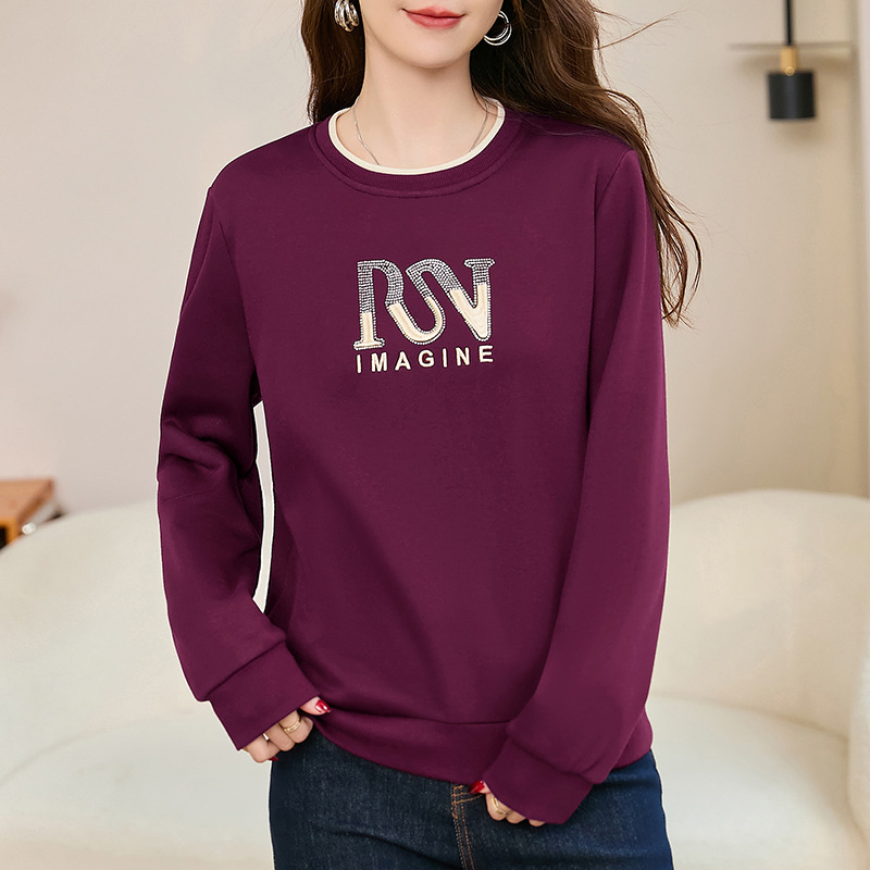 圆领加绒卫衣女秋冬2024新款爆款时尚洋气上衣加厚保暖小个子外套