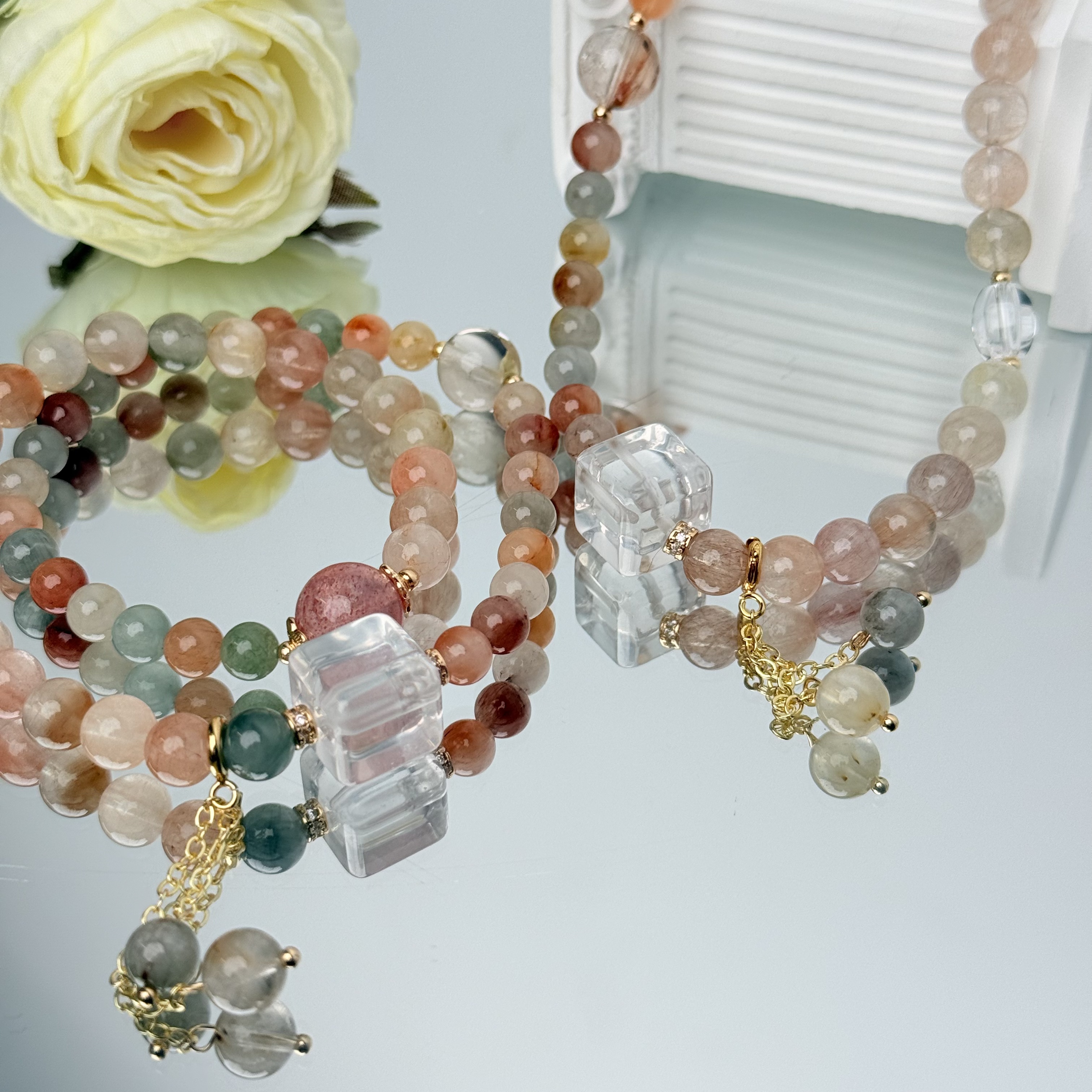 【2112 彩兔毛双圈】彩兔毛6-7mm双圈手串面小仙多样性发其一Z