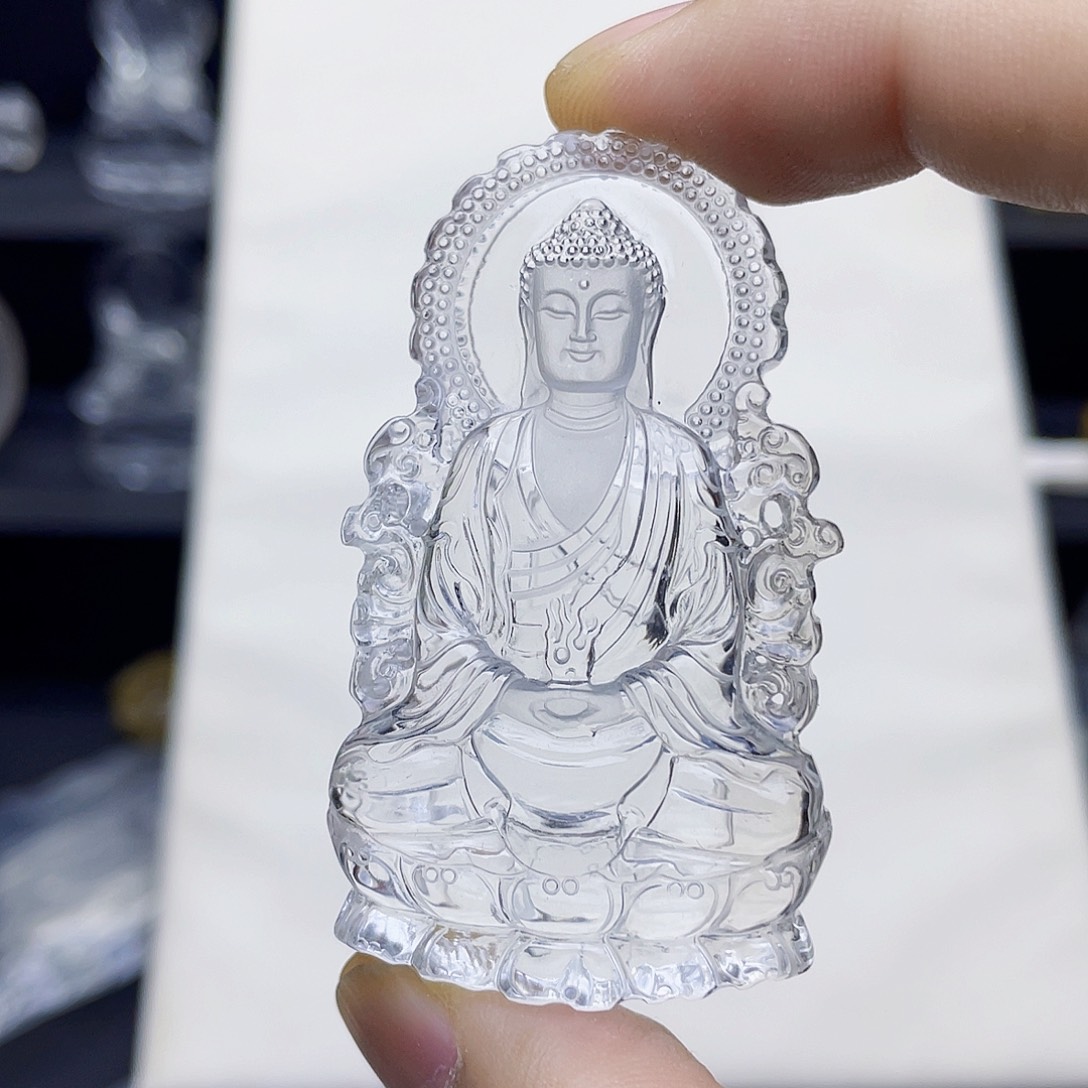 未镶嵌颈饰水晶活****行白水晶大师精雕大日如来