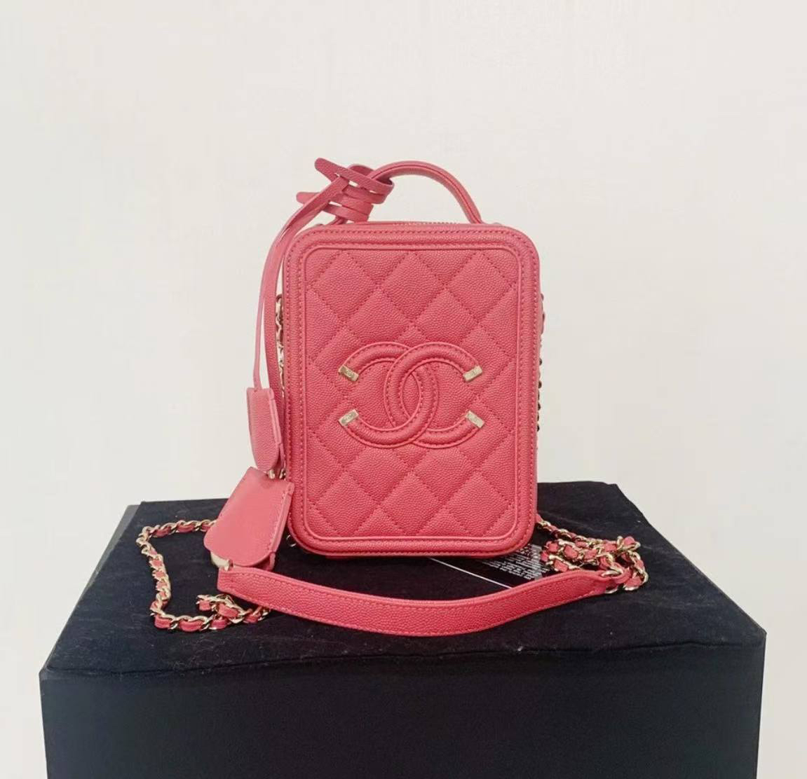 95新 Chanel/香奈儿 多多奢品/香奈儿竖版荔枝牛相机斜挎包/98新