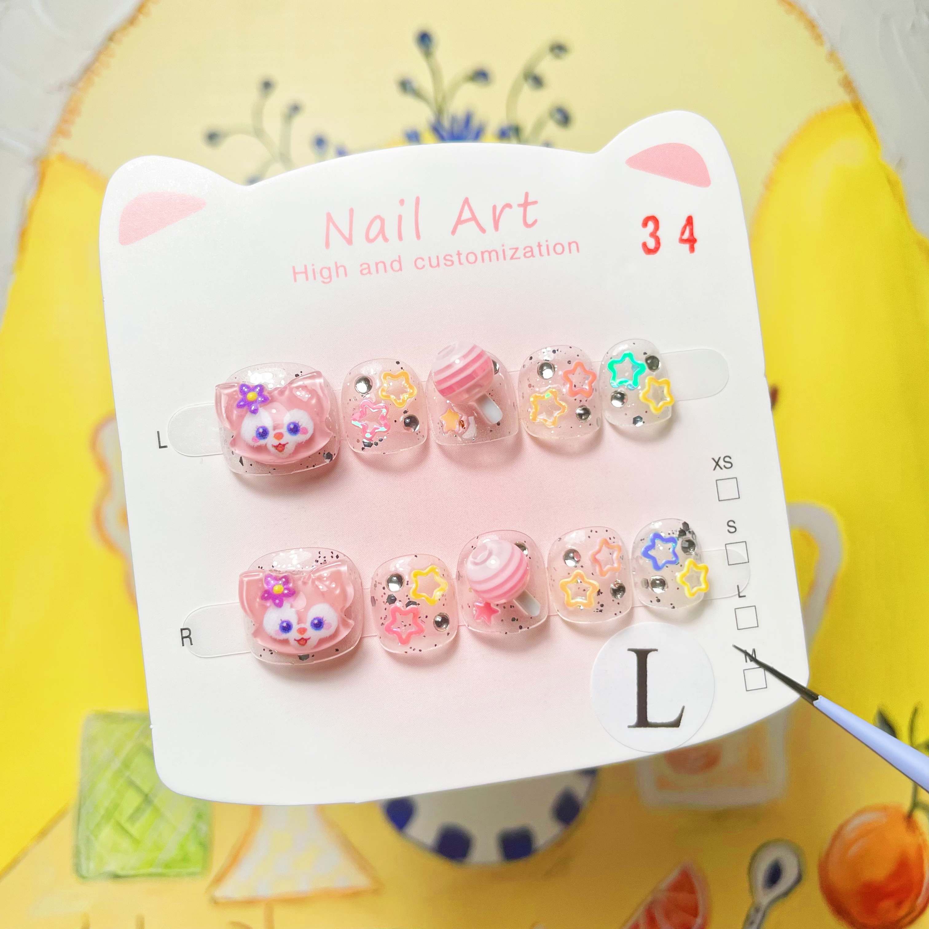 【玲娜贝儿】女童短款美甲贴片小朋友可爱卡通纯手工穿戴甲