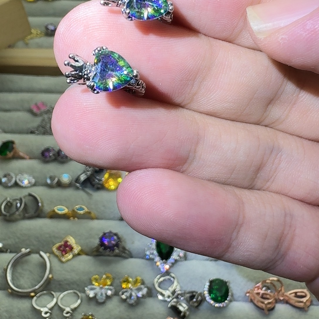 银S925镶嵌戒指水晶