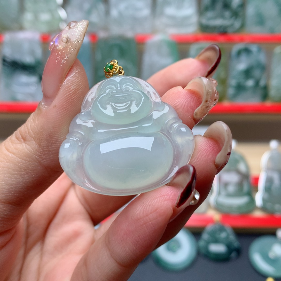 翡翠颈饰18K金镶嵌H**、佛公