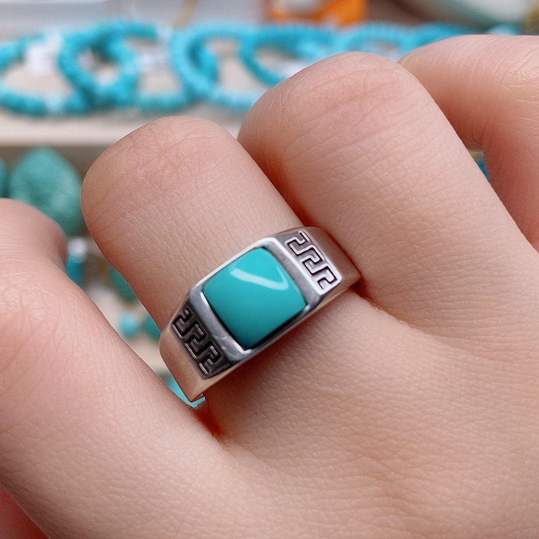 绿松石戒指银S925镶嵌