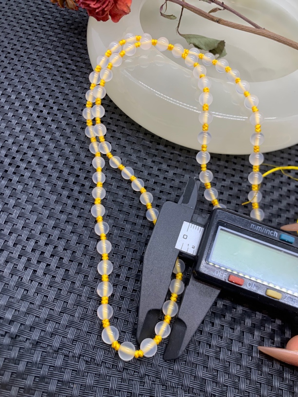 高冰玛瑙吊坠链条-珠子直径约6mm-料子冰透水润