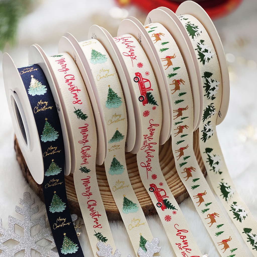 2025圣诞节礼物包装彩带缎带花束diy手工装饰带织带绸带圣诞丝带