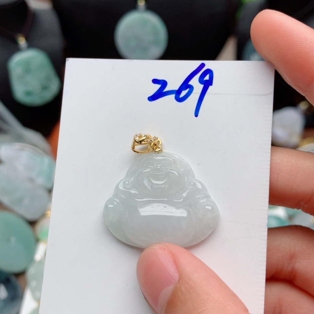 翡翠颈饰银S925镀金镶嵌吊坠