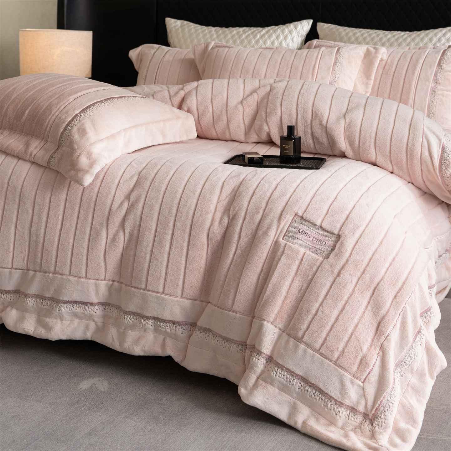 【贝尔雅】高定款超保暖A类压花全消光水貂绒四件套DF贝尔雅