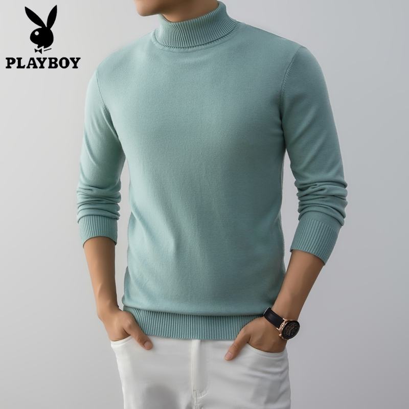 PLAY BOY花花公子男装半高领修身型保暖衫百搭针织长袖时尚厚款