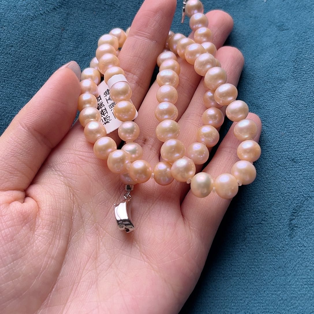 淡水珍珠银S925镶嵌项链