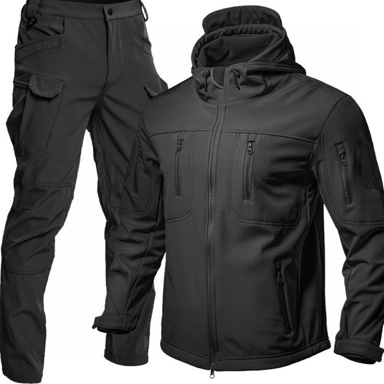 升级版四代鲨鱼软壳抓绒冲锋衣三防面料 防风 防雨 防刮套装