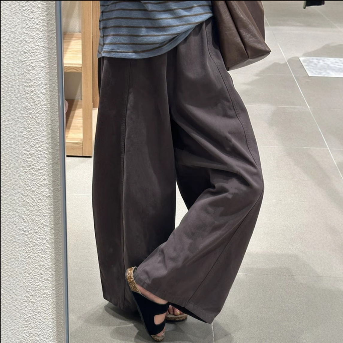 拼接气球裤~孕妇2025年秋冬新款奶奶阔腿裤子韩版外穿显瘦长裤子