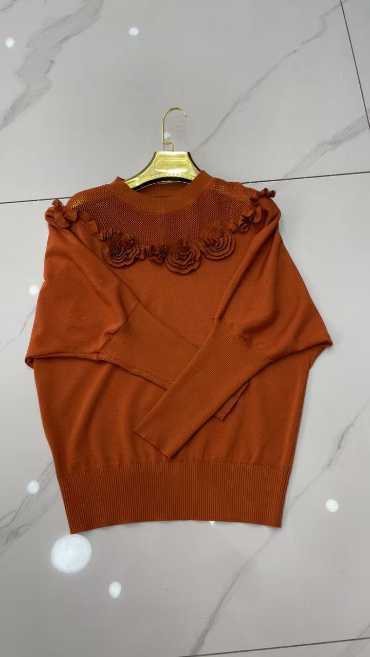 圆领毛针织衫套头款针织女时尚长袖秋冬衫落肩袖