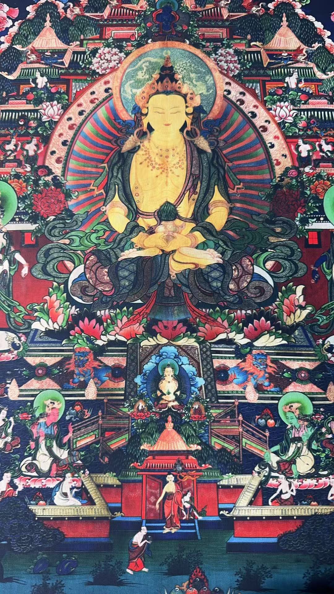 高端精品四臂观音绘画类唐卡精美之作长卷16078
