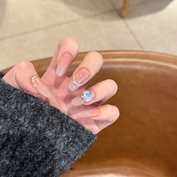 【银河晚梦】珊瑚纪显白温柔裸色气质细闪纯欲纯手工穿戴甲