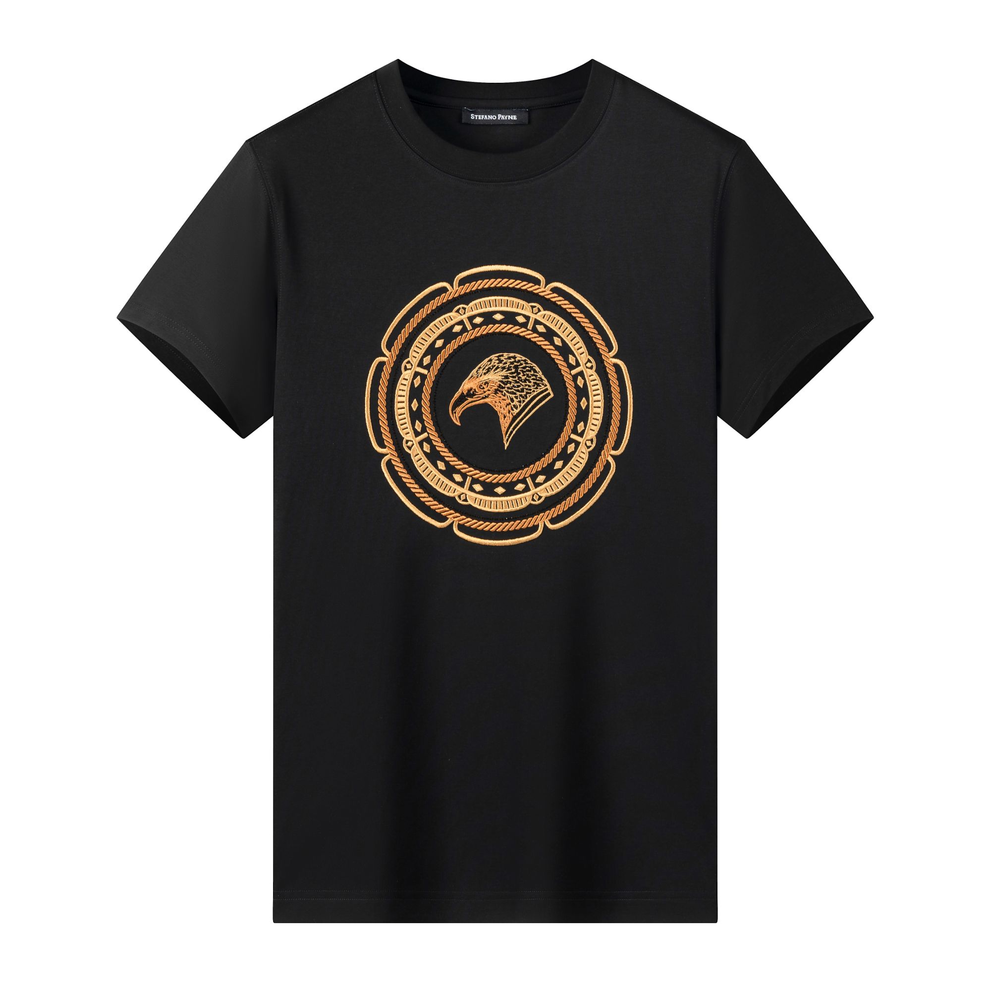 STEFANO专柜撤柜奢品男士夏季夏季万针刺绣男士T恤圆领印花春夏