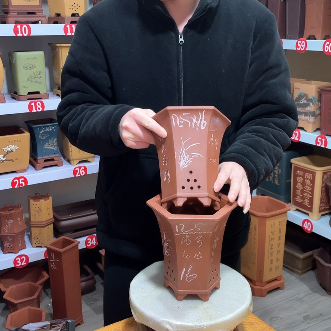 紫砂天心紫砂手工花盆