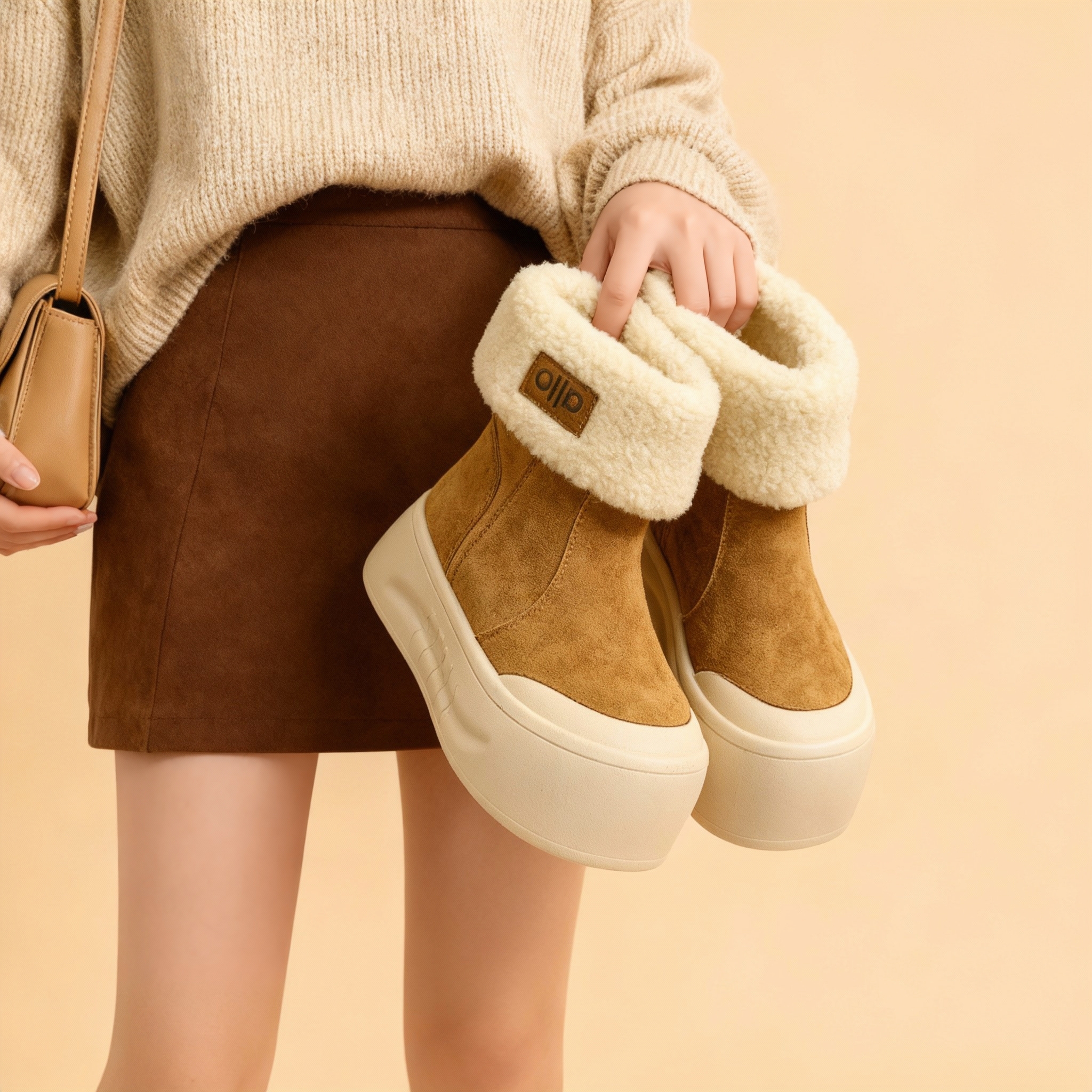 青年保暖冬季中筒胶粘时尚雪地靴雪地靴时尚短筒加绒