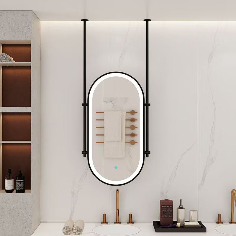 民宿天花板吊镜酒店方形悬空发光镜子卫生间浴室镜双面镜金属镜框