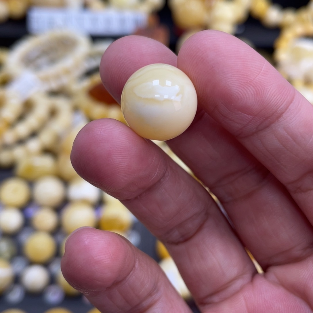 琥珀珠宝奇石未镶嵌14.5mm白花