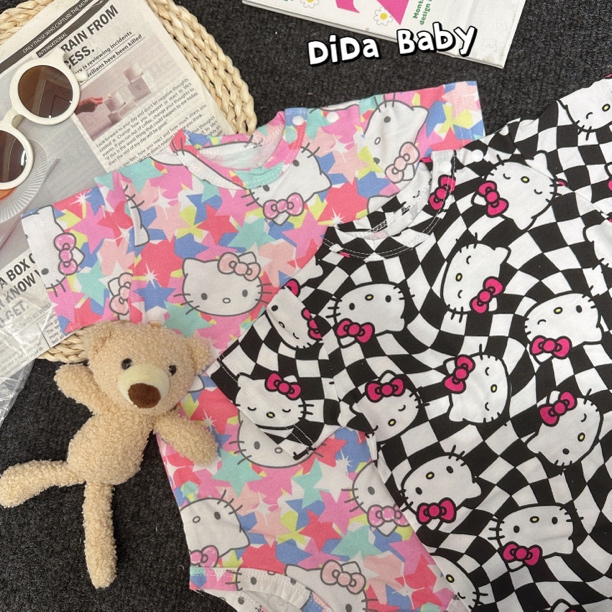 【Kitty集合】老店爆款宝宝春夏款短袖连体包屁衣满印凯蒂印花